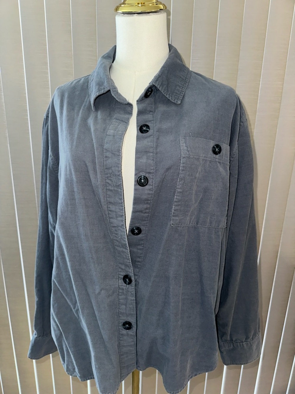 Kensie Slate Gray Button-Up Corduroy shirt Jacket